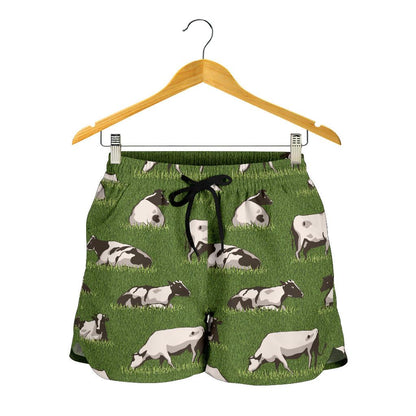 Cow on Grass Print Pattern Women Shorts-JTAMIGO.COM