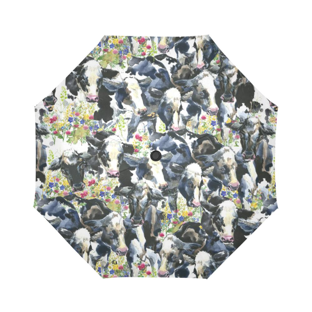 Cow Watercolor Print Pattern Automatic Foldable Umbrella