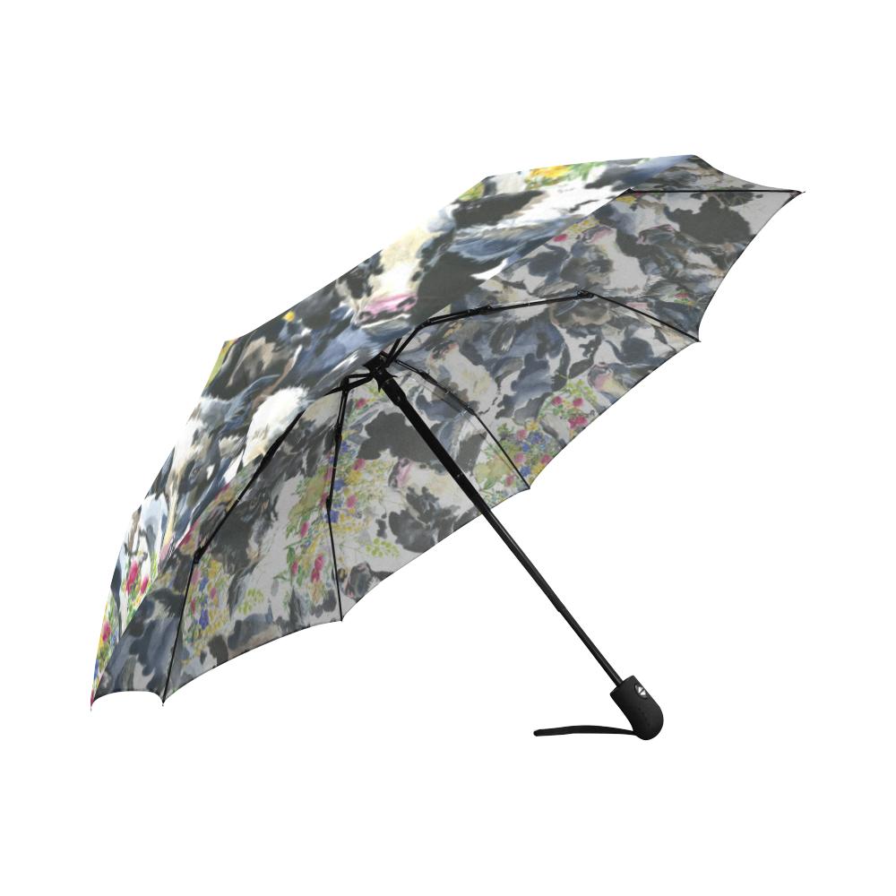 Cow Watercolor Print Pattern Automatic Foldable Umbrella