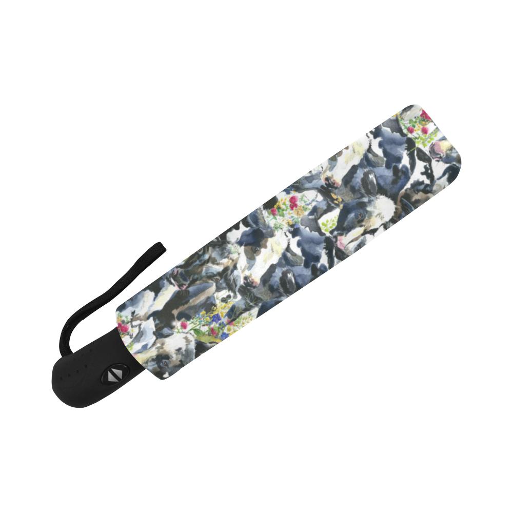 Cow Watercolor Print Pattern Automatic Foldable Umbrella