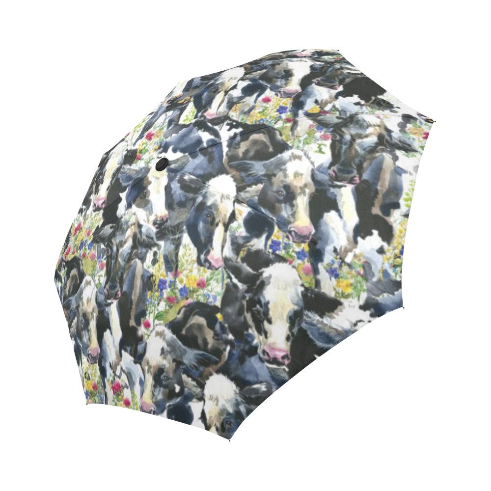 Cow Watercolor Print Pattern Automatic Foldable Umbrella