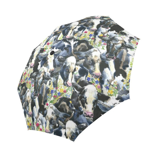Cow Watercolor Print Pattern Automatic Foldable Umbrella