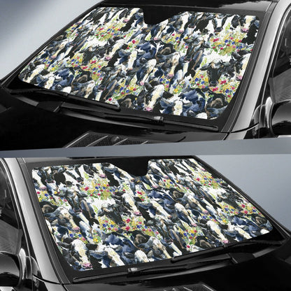 Cow Watercolor Print Pattern Car Sun Shade For Windshield
