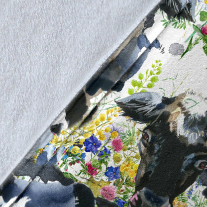 Cow Watercolor Print Pattern Fleece Blanket