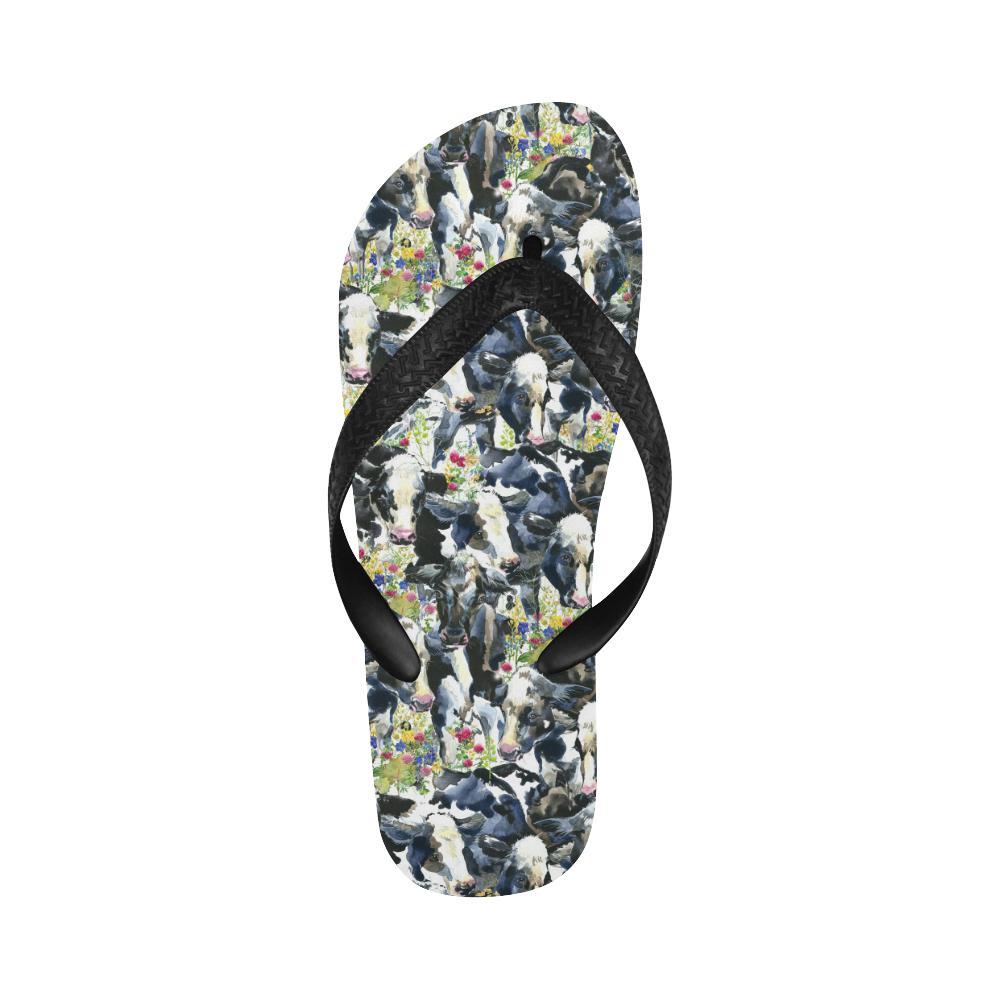 Cow Watercolor Print Pattern Flip Flops-JTAMIGO.COM