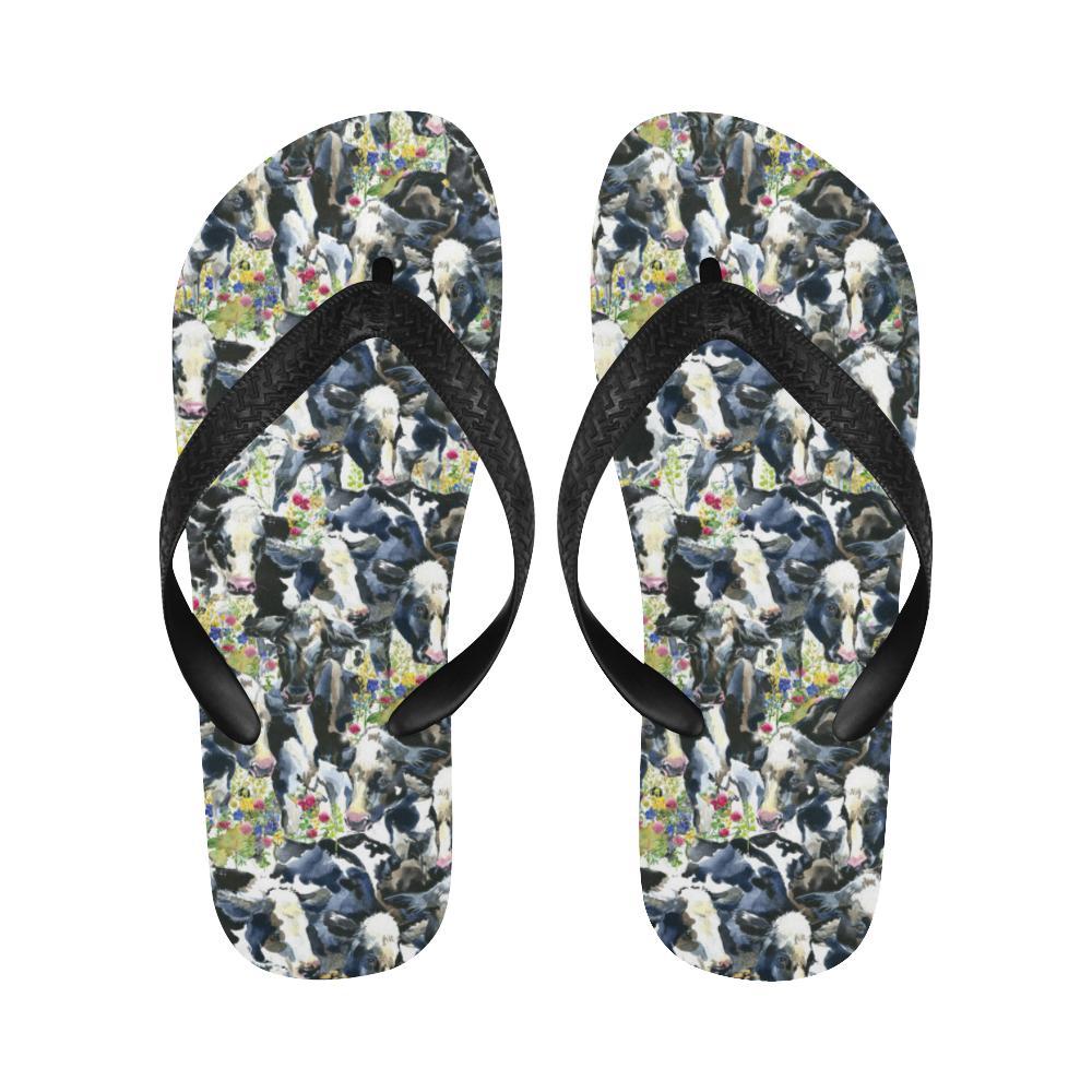 Cow Watercolor Print Pattern Flip Flops-JTAMIGO.COM