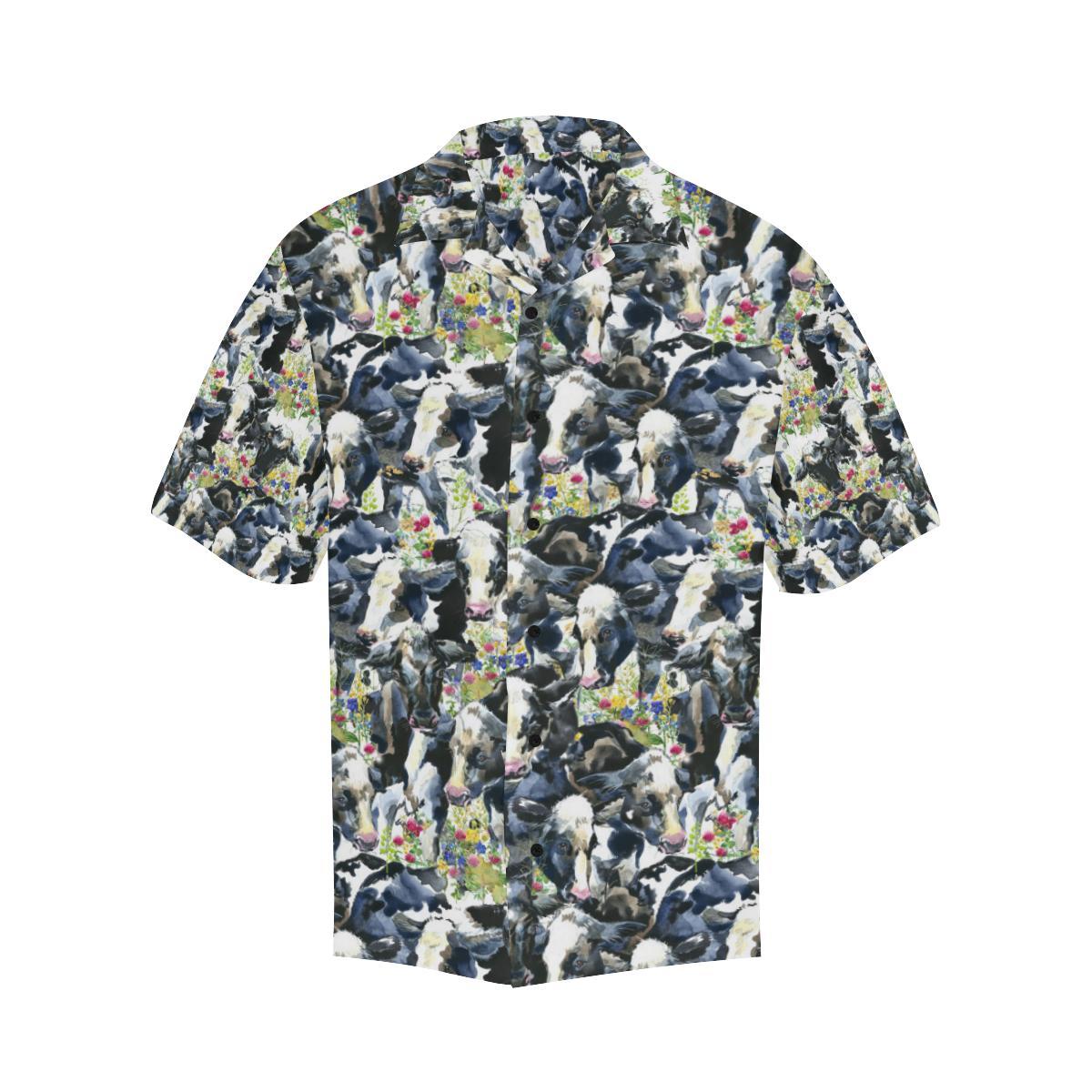 Cow Watercolor Print Pattern Men Aloha Hawaiian Shirt