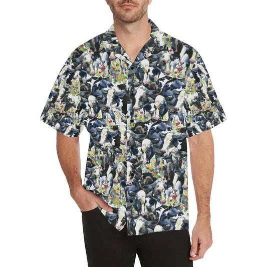 Cow Watercolor Print Pattern Men Aloha Hawaiian Shirt