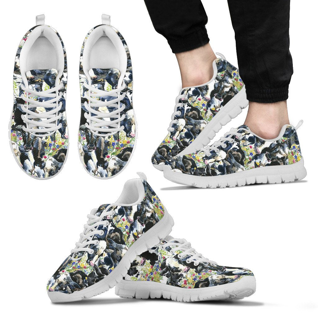 Cow Watercolor Print Pattern Men Sneakers Shoes