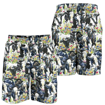 Cow Watercolor Print Pattern Mens Shorts-JTAMIGO.COM