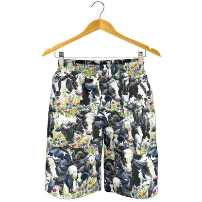 Cow Watercolor Print Pattern Mens Shorts-JTAMIGO.COM