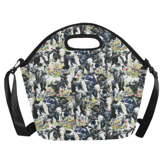 Cow Watercolor Print Pattern Neoprene Lunch Bag (Model 1669)(Large)-JTAMIGO.COM