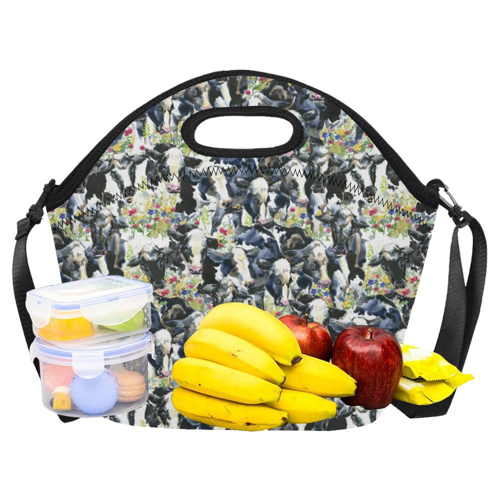 Cow Watercolor Print Pattern Neoprene Lunch Bag (Model 1669)(Large)-JTAMIGO.COM