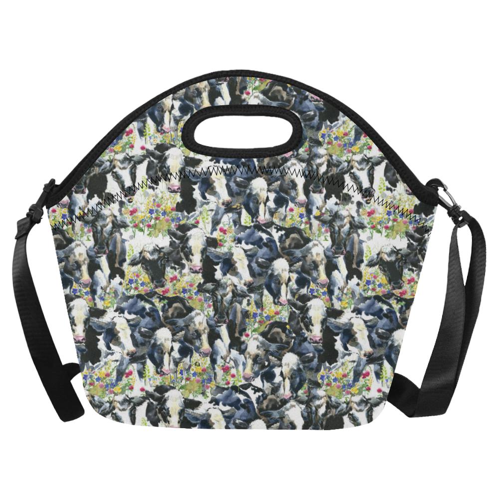 Cow Watercolor Print Pattern Neoprene Lunch Bag (Model 1669)(Large)-JTAMIGO.COM