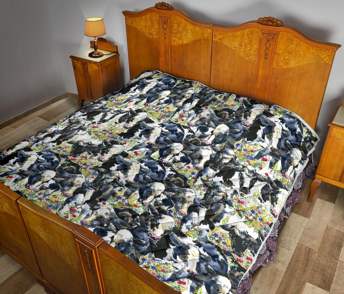 Cow Watercolor Print Pattern Premium Quilt-JTAMIGO.COM