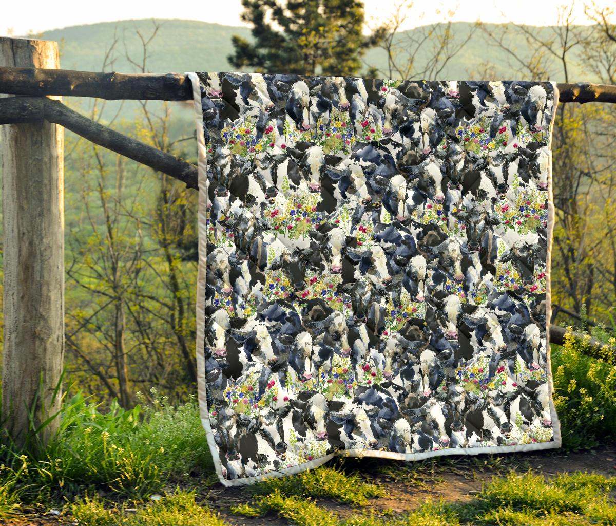 Cow Watercolor Print Pattern Premium Quilt-JTAMIGO.COM