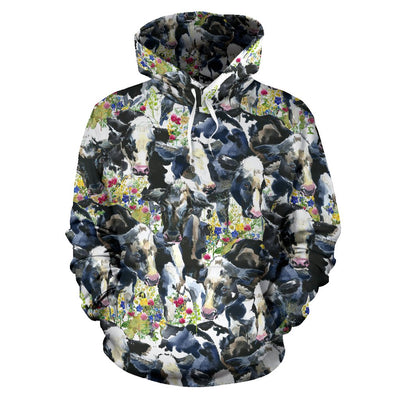 Cow Watercolor Print Pattern Pullover Hoodie