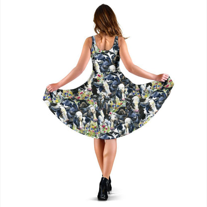 Cow Watercolor Print Pattern Sleeveless Dress