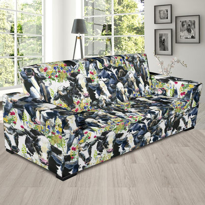 Cow Watercolor Print Pattern Sofa Slipcover-JTAMIGO.COM