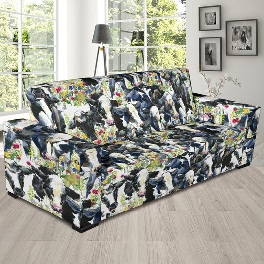 Cow Watercolor Print Pattern Sofa Slipcover-JTAMIGO.COM