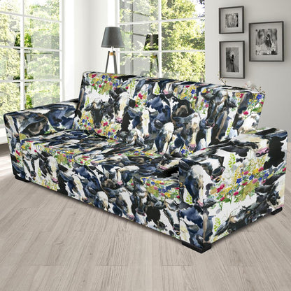 Cow Watercolor Print Pattern Sofa Slipcover-JTAMIGO.COM