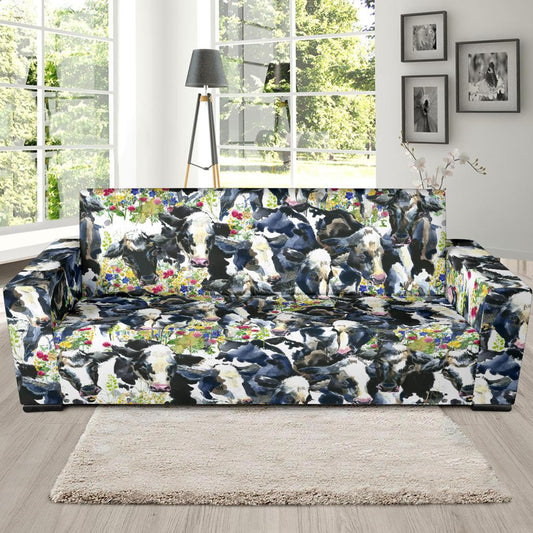 Cow Watercolor Print Pattern Sofa Slipcover-JTAMIGO.COM