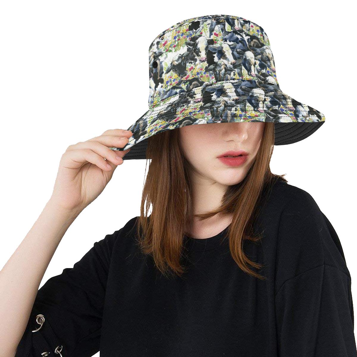 Cow Watercolor Print Pattern Unisex Bucket Hat