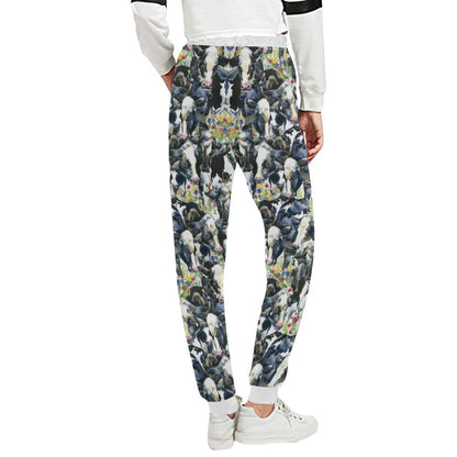 Cow Watercolor Print Pattern Unisex Casual Sweatpants (Model L11)-JTAMIGO.COM