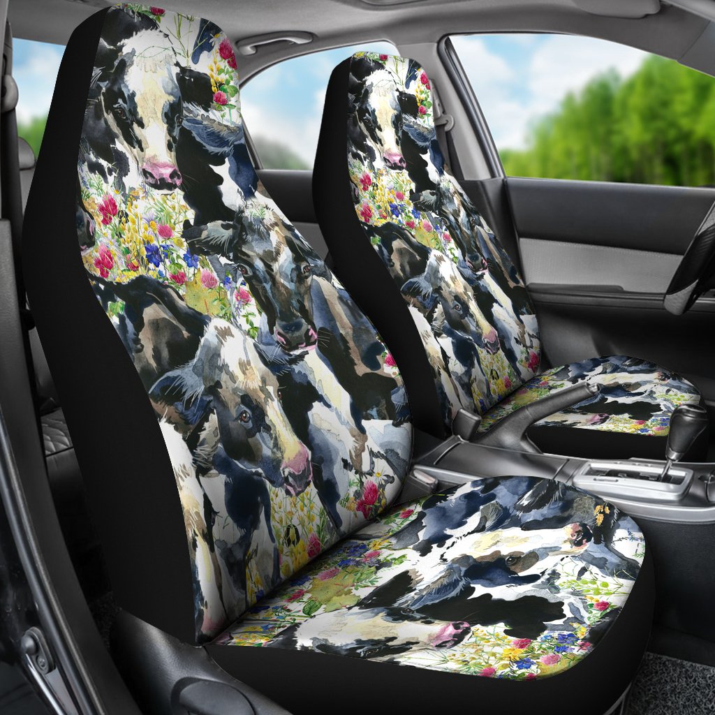 Cow Watercolor Print Pattern Universal Fit Car Seat Covers