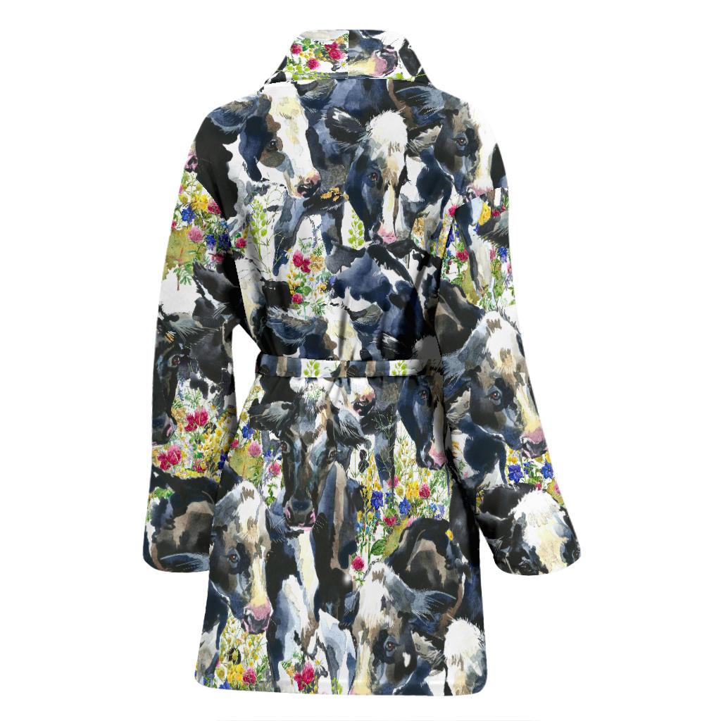 Cow Watercolor Print Pattern Women Bath Robe-JTAMIGO.COM