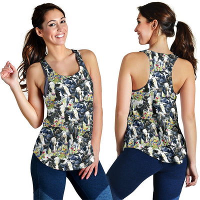 Cow Watercolor Print Pattern Women Racerback Tank Top