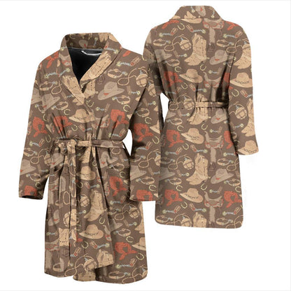 Cowboy Pattern Print Design 02 Men Bathrobe-JORJUNE.COM