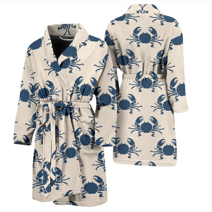 Crab Pattern Print Design 02 Men Bathrobe-JORJUNE.COM