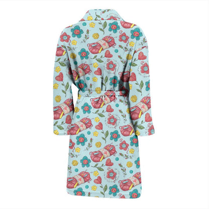 Crochet Pattern Print Design 01 Men Bathrobe-JORJUNE.COM