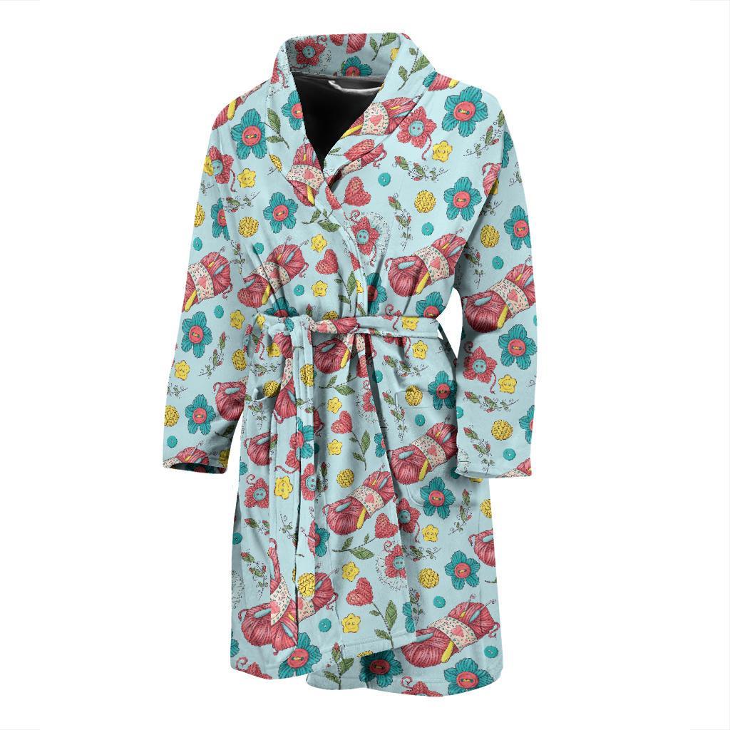 Crochet Pattern Print Design 01 Men Bathrobe-JORJUNE.COM