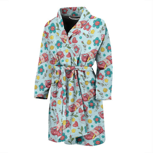 Crochet Pattern Print Design 01 Men Bathrobe-JORJUNE.COM