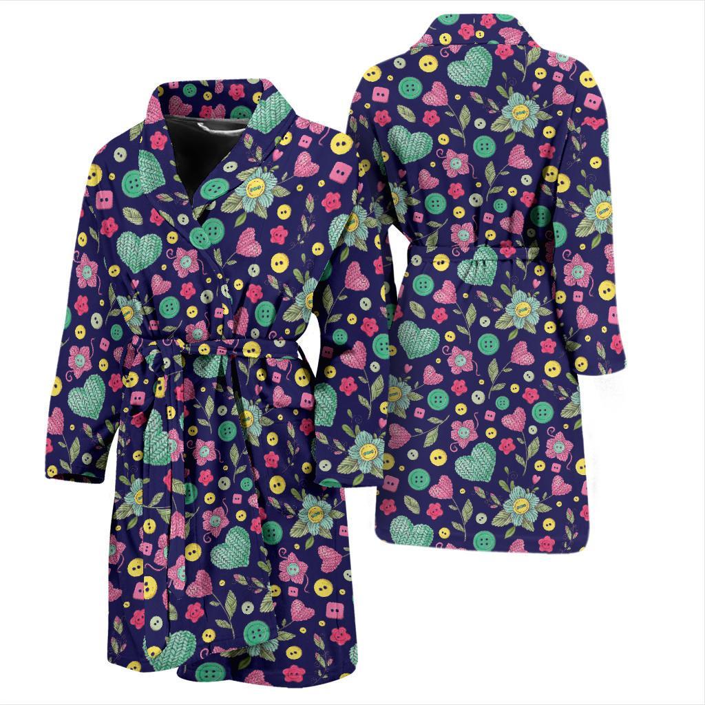 Crochet Pattern Print Design 02 Men Bathrobe-JORJUNE.COM