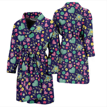 Crochet Pattern Print Design 02 Men Bathrobe-JORJUNE.COM