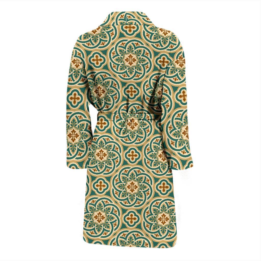 Cross Pattern Print Design 01 Men Bathrobe-JORJUNE.COM