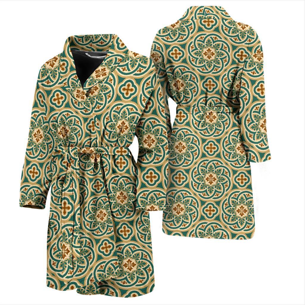 Cross Pattern Print Design 01 Men Bathrobe-JORJUNE.COM