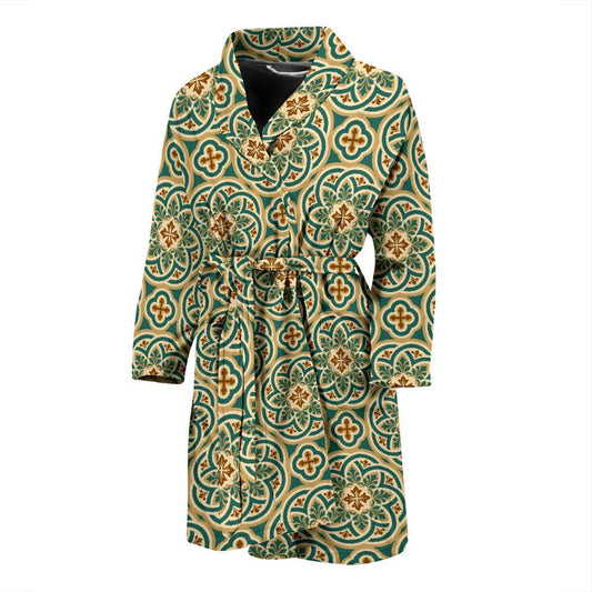 Cross Pattern Print Design 01 Men Bathrobe-JORJUNE.COM