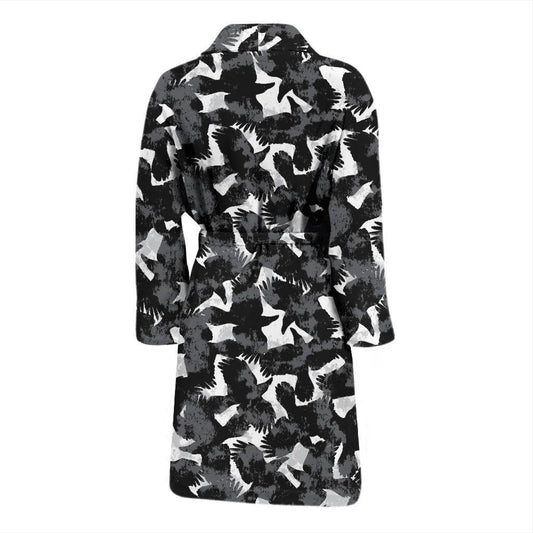 Crow Pattern Print Design 01 Men Bathrobe-JORJUNE.COM