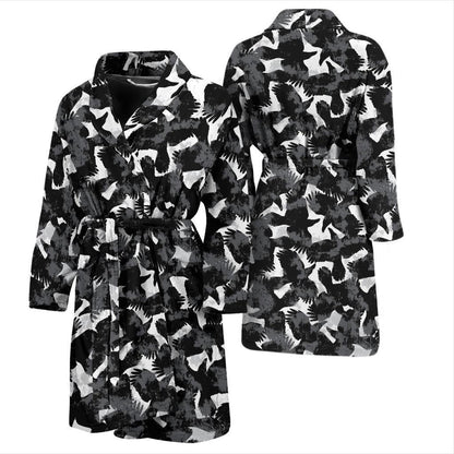 Crow Pattern Print Design 01 Men Bathrobe-JORJUNE.COM