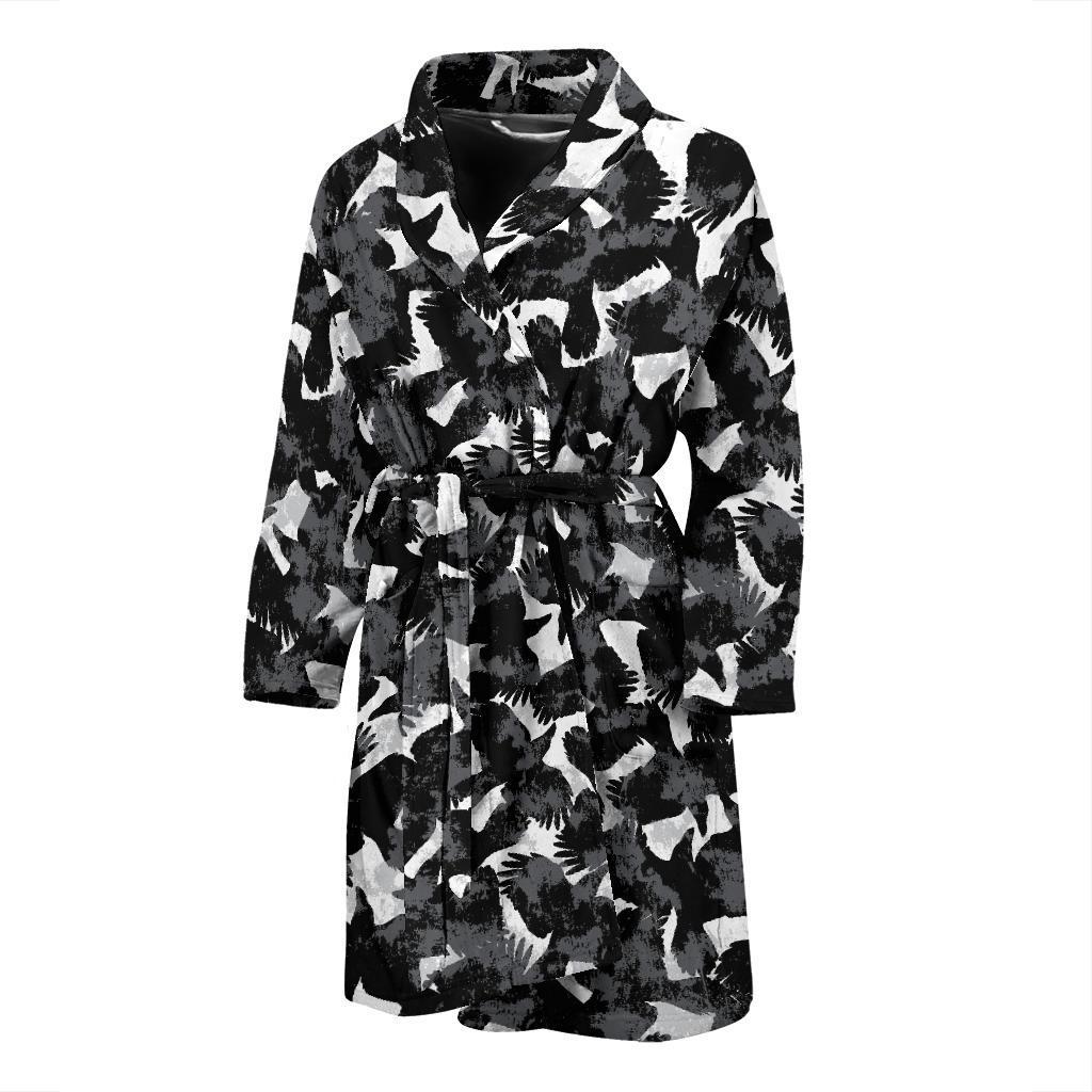 Crow Pattern Print Design 01 Men Bathrobe-JORJUNE.COM