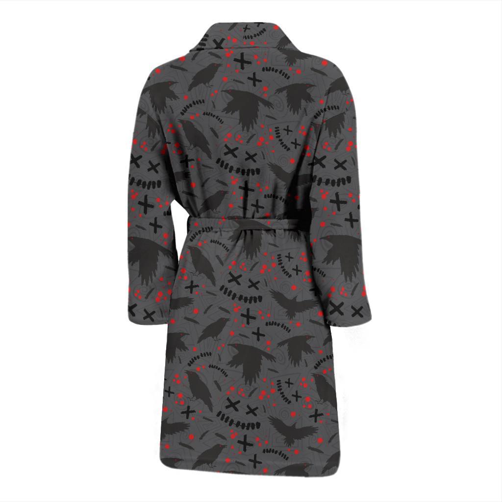 Crow Pattern Print Design 02 Men Bathrobe-JORJUNE.COM