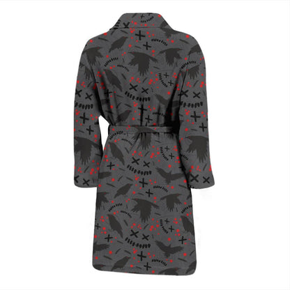 Crow Pattern Print Design 02 Men Bathrobe-JORJUNE.COM