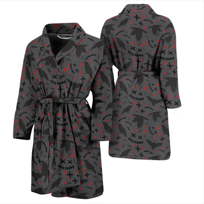 Crow Pattern Print Design 02 Men Bathrobe-JORJUNE.COM