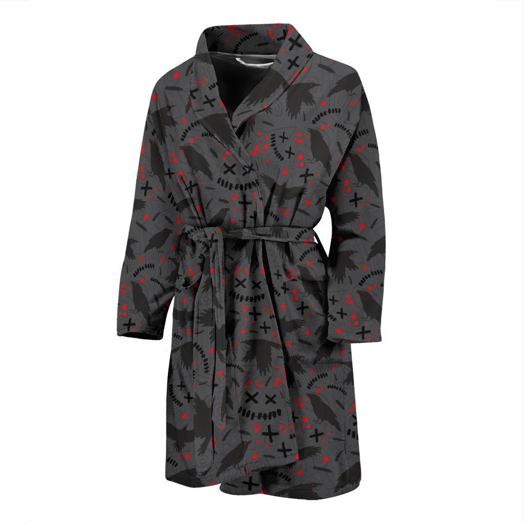 Crow Pattern Print Design 02 Men Bathrobe-JORJUNE.COM