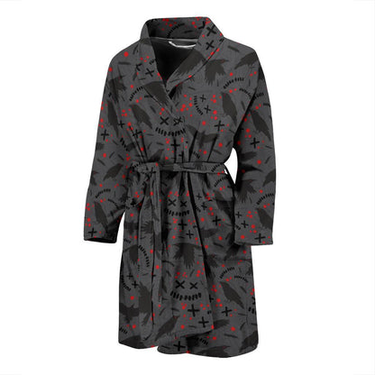 Crow Pattern Print Design 02 Men Bathrobe-JORJUNE.COM