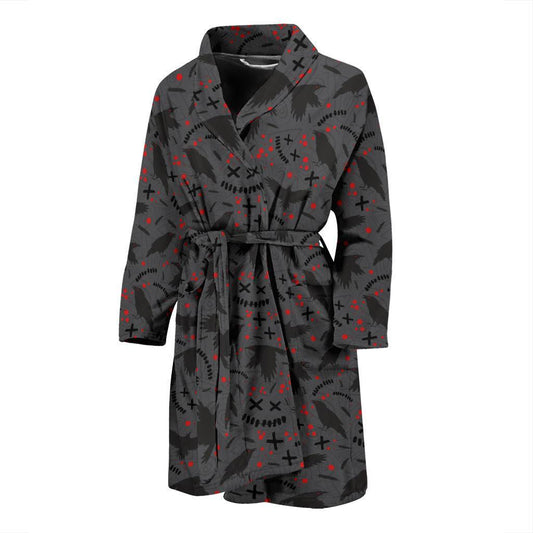 Crow Pattern Print Design 02 Men Bathrobe-JORJUNE.COM